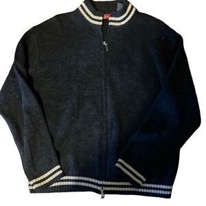 Whispering Smith wool full zip sweater Nancy Nike with white piping